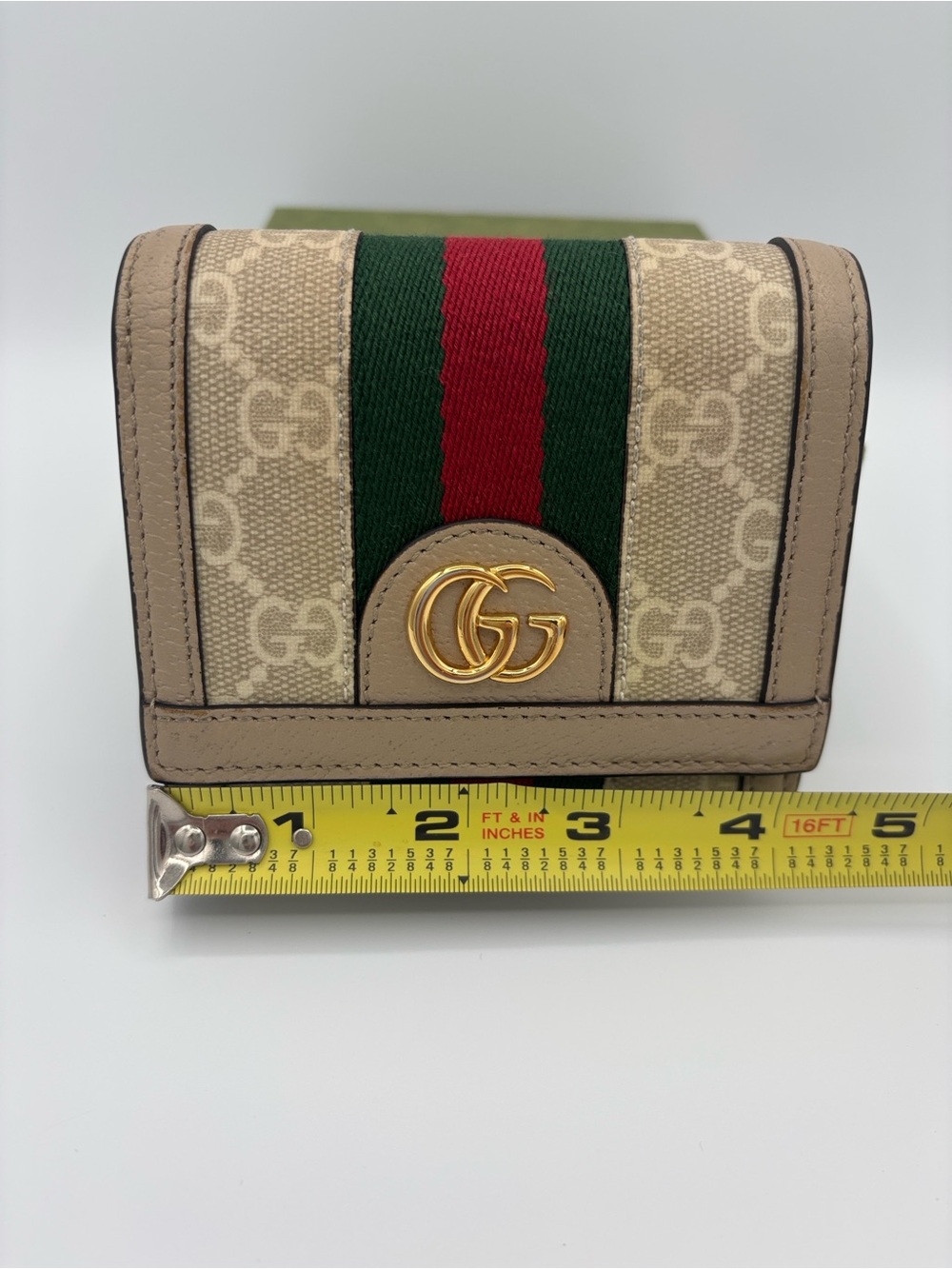 Gucci Ophidia GG Supreme Bifold Wallet- Beige/White with Green-Red Web Stripe - Picture 13 of 16